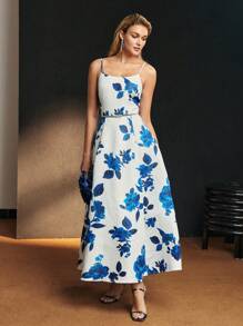 MOTF Soiréza VÁY DỰ TIỆC CHÀO MẪU HOA VAI XÒE JACQUARD KHÔNG CÓ THẮT LƯNG - Nhiều màu - Xem 7