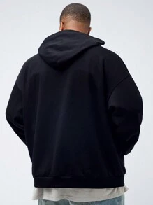 Manfinity VCAY Plus Size 1pc Men's Casual Angel Print Loose Drop Shoulder Hoodie Pullover Suitable For Autumn