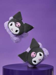 HELLO KITTY AND FRIENDS | SHEIN 2pcs Cartoon Kuromi Design Plush Retractable Towel Hand Strap - Mauve Purple - View 3
