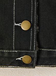 SHEIN 1 pezzo Giacca di jeans foderata termicamente per ragazzo con tasche con patta