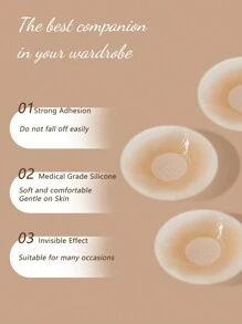New Deep V-Neck Silicone Mango Shaped Invisible Breast Lift Nipple Covers Set - Champagne - View 5