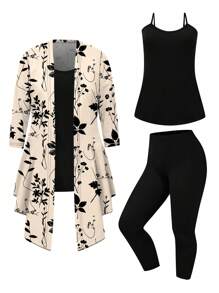 Bộ 3 món trang phục thường ngày cổ điển thanh lịch họa tiết hoa cỡ lớn - Nhiều màu - Xem 1