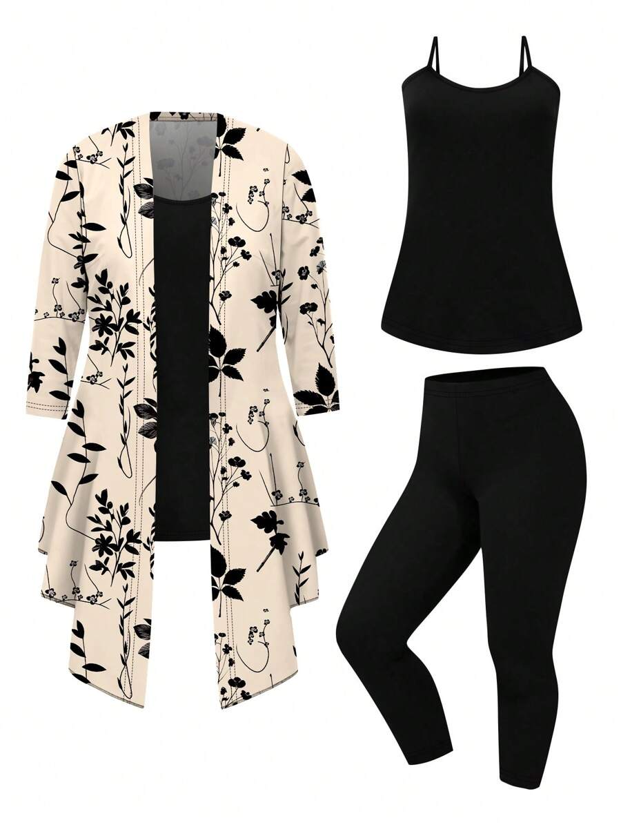 Bộ 3 món trang phục thường ngày cổ điển thanh lịch họa tiết hoa cỡ lớn - Nhiều màu - Xem 1