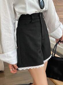 DAZY Women's Loose Fit Color Block Pocket Straight Leg Shorts,Fall Clothes - Grey - View 6