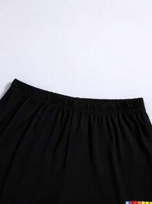 SHEIN Leap Crew 2 件青少年男孩宽松视频游戏控制器印花长袖上衣和字母印花裤休闲睡衣套装