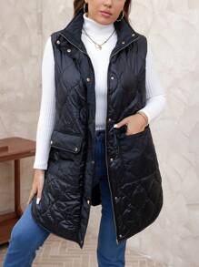 SHEIN Clasi Chaleco tipo parca térmico reversible con bolsillos para tallas grandes