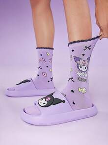 HELLO KITTY AND FRIENDS | SHEIN 1 Pair Cartoon Pattern Women Knee High Socks - Mauve Purple - View 3
