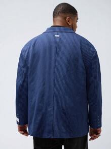 Manfinity VCAY 大码男士休闲编织条纹宽松长袖西装外套适合秋冬季节