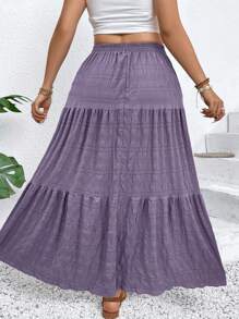Breezaya Plus Size Jednolity Kolor Marszczona Minimalistyczna Spódnica A-Line, Swobodny Codzienny Strój Maxi Damski