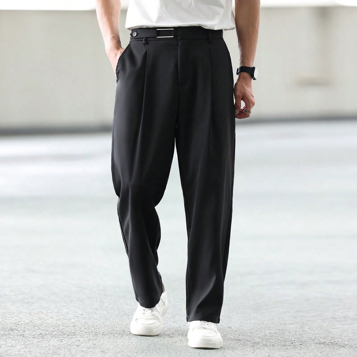 Pantalones casuales de unicolor entallados para ceremonia para hombres