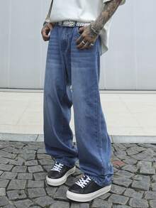 Men's Straight Simple Denim Casual Baggy Jeans