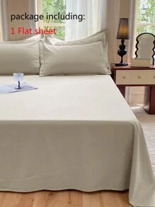 1pc 100%Polyester Lightweight And Breathable Solid Color Flat Sheet, Modern Composite Fabric Bedding Flat Sheet For Bedroom