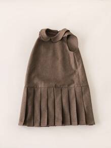 SHEIN X JIMENA & MATEO PrepCrw PrepCrw Young Girls' Brown Loose Woven Sleeveless Casual Dress, School Style, Autumn/Winter Girls School Uniform Teen Girl Clothes For School Uniform School For Girls School Dress First Day Of School Outfits Cute Back To School Clothes Cute Tops For School Dress