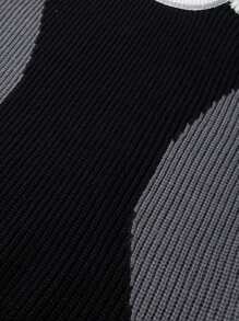 Manfinity Hypemode Áo len dài tay dáng rộng cổ tròn màu tương phản dành cho nam, mùa thu/đông - Nhiều màu - Xem 7