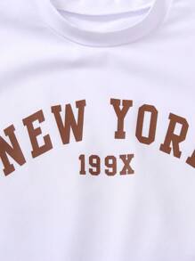 SHEIN YoungBoy 百搭简约百搭字母印花圆领T恤和短裤2件套，适合春夏季 - 彩色 - 查看 6