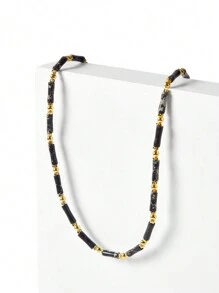 MOTF PREMIUM 镀金仿黑曜石串珠长项链 - 黑色 - 查看 3