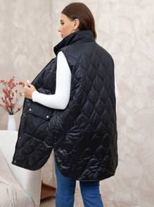 SHEIN Clasi Chaleco tipo parca térmico reversible con bolsillos para tallas grandes