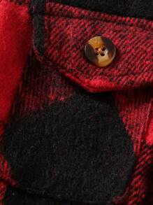 SHEIN Vintaside Kids 2pcs Baby Boy Plaid Long Sleeve Single-Breasted Jacket And Solid Color Pants Casual Outfit, For Christmas - Red - View 5