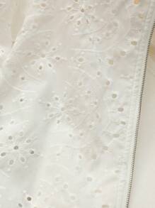 Tween Girls' Oversized Casual Embroidered Sheer Long Sleeve Jacket - White - View 7