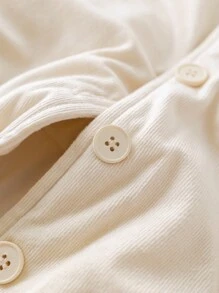 PrepCrw 年轻女孩学院风米色编织修身无袖棉服外套返校季 - 米色 - 查看 4