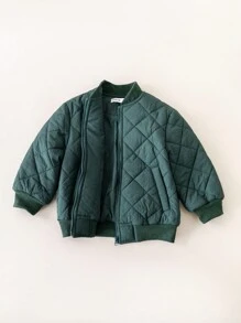 PrepCrw Young Boys' Autumn/Winter Varsity Style Green Argyle Zip-Up Padded Coat, Back To School Season - Green - View 7