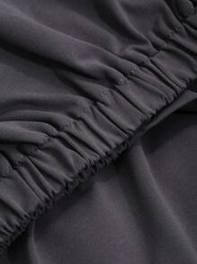 FRIFUL 女式夏季宽松休闲纯色圆领蝙蝠袖 T 恤，荷叶边 - 深灰色 - 查看 3