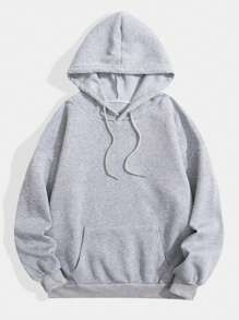 INAWLY 女士秋季抽绳长袖数字印花简约连帽衫、休闲日常穿着、长袖上衣 - 灰色 - 查看 2