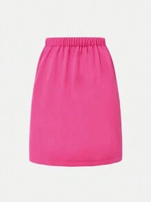 2pcs Set - Teenager Girls Elegant Solid Color Ruffle Long Sleeve Short Jacket Coat & Mini Skirt Outfit - Black and White - View 7