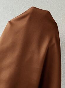 SHEIN Privé Áo cánh không tay xếp ly cổ bẻ màu sâm panh cho nữ đi làm, đơn giản thanh lịch - màu nâu - Xem 6