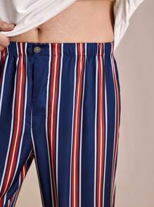 SHEIN EverLounge Herren Lounge Hose mit Elastikbund und geradem Bein mit Streifen Muster