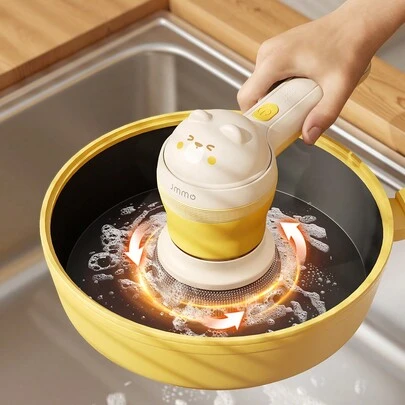 JMMO Máy chà rửa nhà bếp điện xoay tròn, bàn chải xoay không dây kèm 4 đầu thay thế, máy chà rửa phòng tắm với 2 tốc độ, bàn chải vệ sinh vòi sen nhẹ, trợ thủ đắc lực trong gia đình.