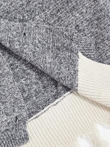 SHEIN MOD Contrast Color Asymmetrical Hem Knitted Cardigan,Fall,Business Casual,Fairy Core,90s - Grey - View 9