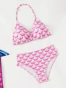 Tween Girls Mermaid Princess Bikini Swimwear - Blue - View 5