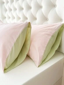 1 vỏ gối phong bì pha polyester, không bao gồm ruột gối - Hồng - Xem 4