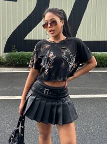 SHEIN EZwear Women's Casual Tie-Dye Relaxed Fit Crew Neck Short Sleeve T-Shirt