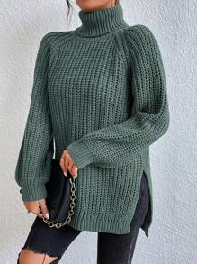 SHEIN Frenchy Jersey de cuello alto liso y minimalista, de manga larga, para uso diario casual, tops de manga larga