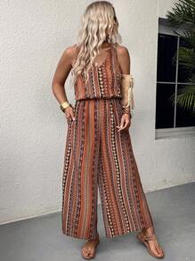 Breezaya Plus Size  Vintage Style Casual Jumpsuit - Multicolor - View 3