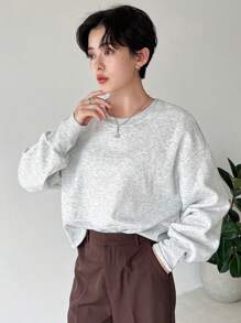 FRIFUL 女式宽松落肩长袖休闲纯色套头衫，秋季服装