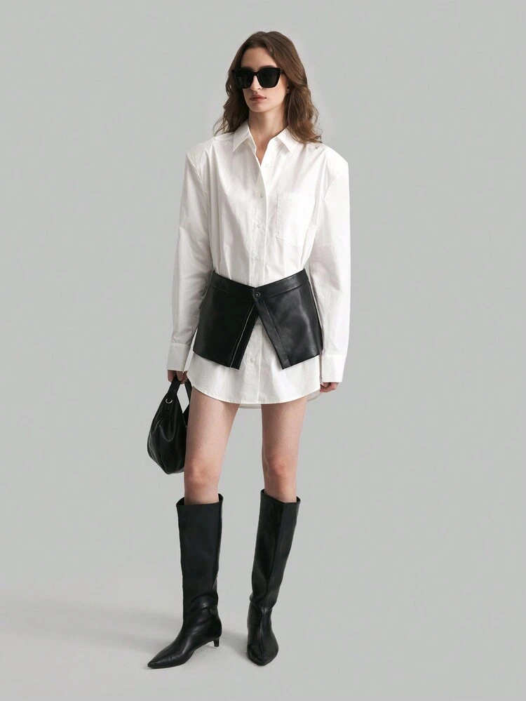 Women's White Wide Shoulder Blouse, School Uniform Shirt, Autumn Tops Fall Women Clothes