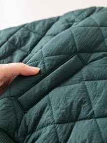 PrepCrw Young Boys' Autumn/Winter Varsity Style Green Argyle Zip-Up Padded Coat, Back To School Season - Green - View 5