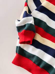 PrepCrw Chandail tricoté à col rond, manches longues, coupe ample, rayures rouges et blanches, pour jeunes filles, pour la rentrée scolaire, automne/hiver