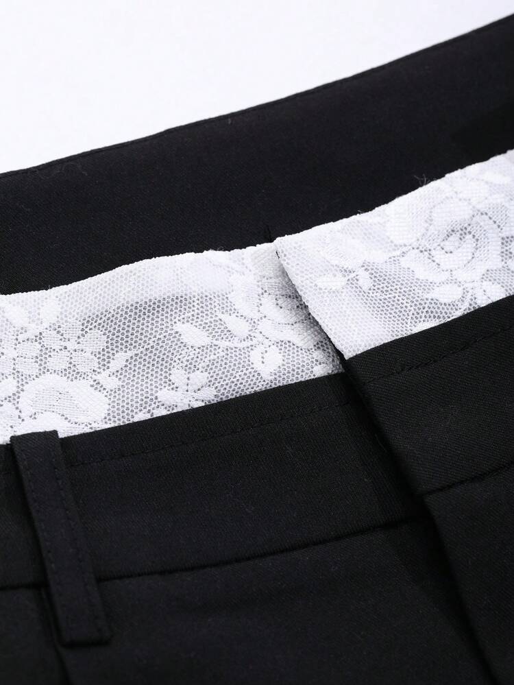 Women's Casual Patchwork Colorblock Wide Leg Pants With Pockets Business Attire