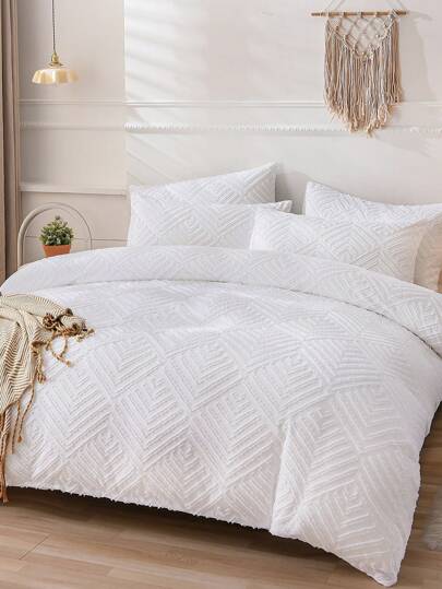 2/3pcs Bedding Set, White Bedding Suit, Soft & Warm, Skin-Friendly, Wavy Stripe Pattern, Comfortable & Anti-Pilling, Includes Duvet Cover & Pillowcase(S), Excludes Comforter, Suitable For Single/Double/Queen/King Size Bed, Multiple Sizes Available, Machine Washable, Suitable For Back-To-School, Autumn Decor, Room Decor