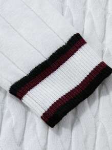 Claim Dot 男士 V 领宽松长袖针织毛衣，带字母刺绣，秋冬 - 白色 - 查看 6