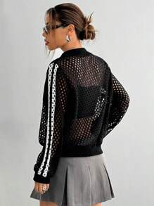 SHEIN Unity Women's Sports Mesh Ballet Jacket - Black - View 2