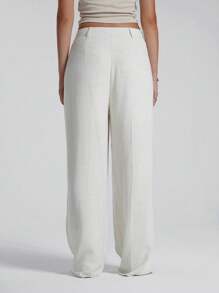 LYSMO Pantalones anchos de lino para mujer - Albaricoque - Ver 2