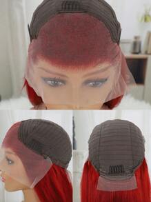 13*4 Transparent Lace Front 22-28inch Burgundy Straight Human Hair Wigs With Baby Hair Pre Plucked For Women - SBUG - View 7