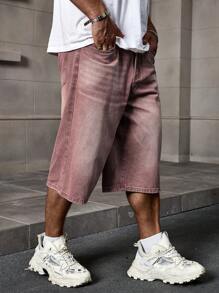Manfinity Homme Shorts de mezclilla lavados informales para hombres en verano