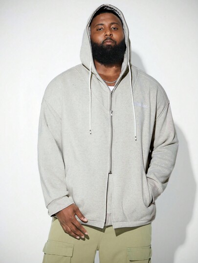 Manfinity VCAY Sudadera informal de punto bordada para hombres de talla grande, adecuada para otoño e invierno