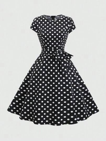 vintage dresses for christmas Christmas Plaid Patchwork Swing Dress Green